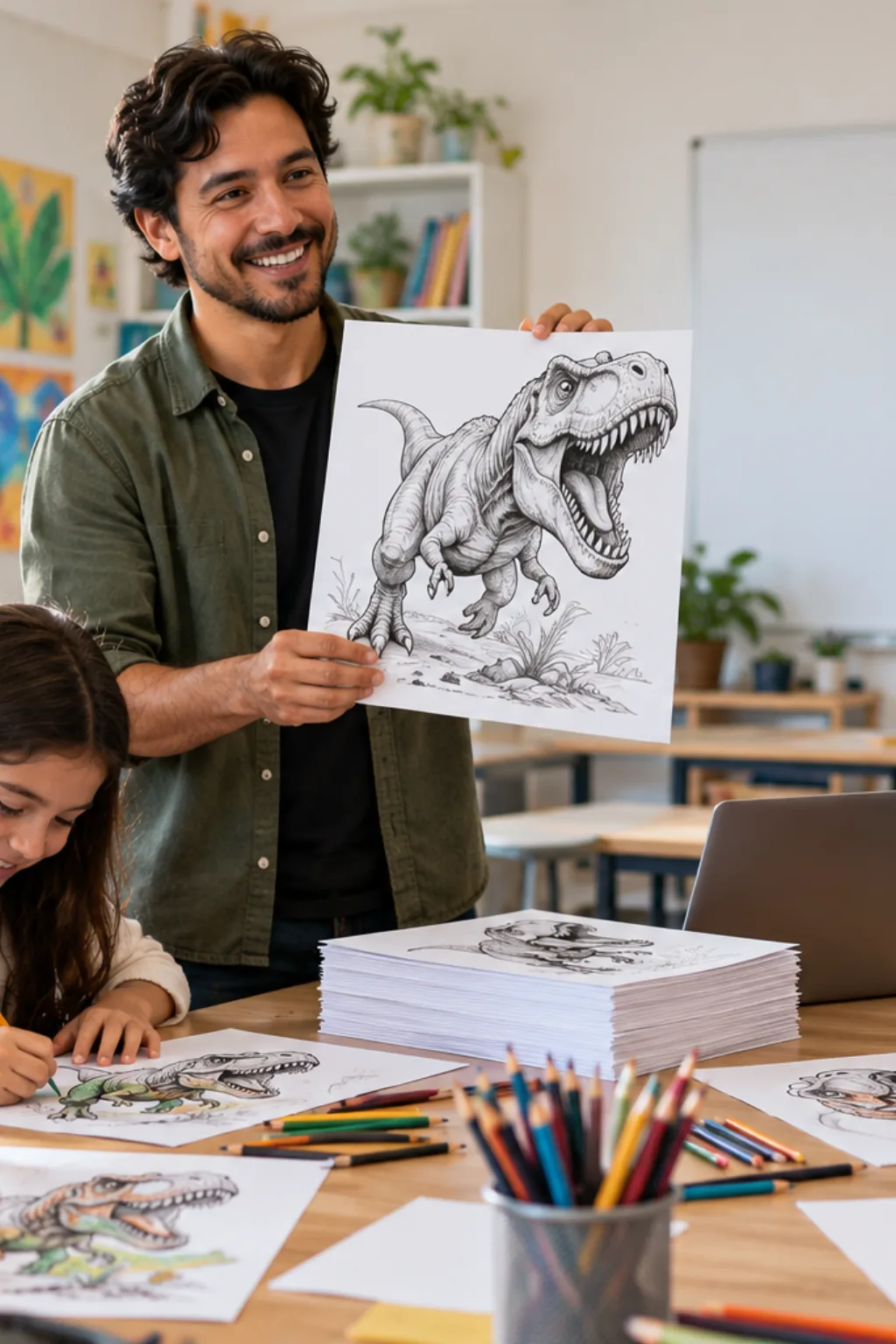 desenhos de dinossauros em 3D para colorir — exemplo criado na Desenhos pra Colorir