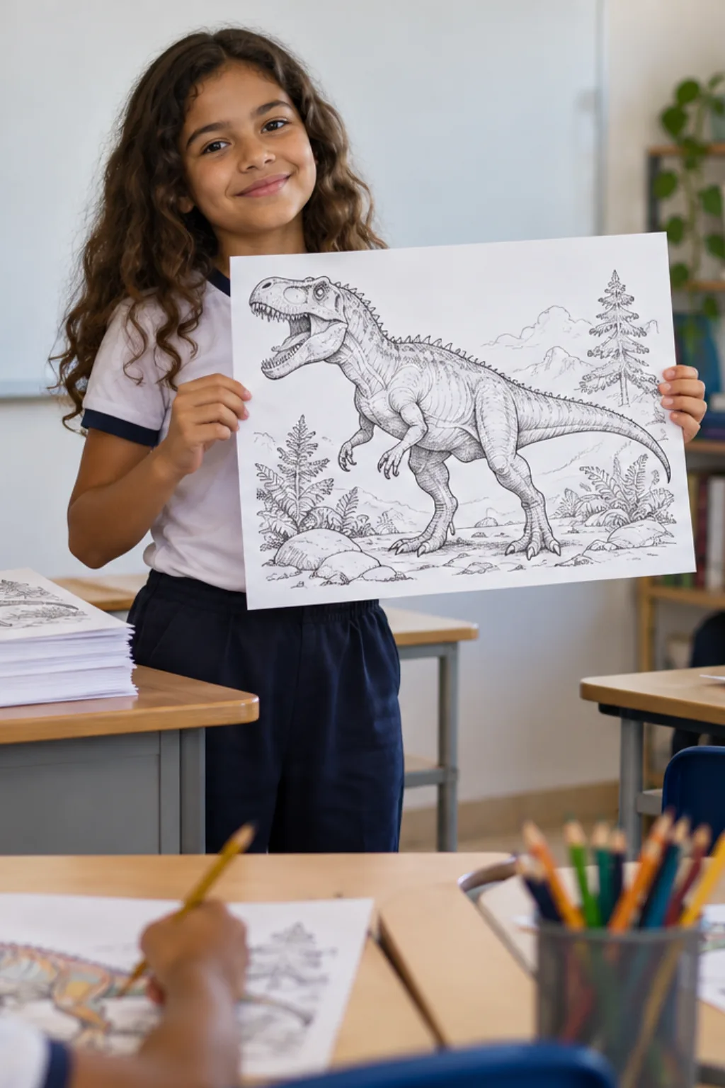 desenho de alossauro para colorir — exemplo criado na Desenhos pra Colorir