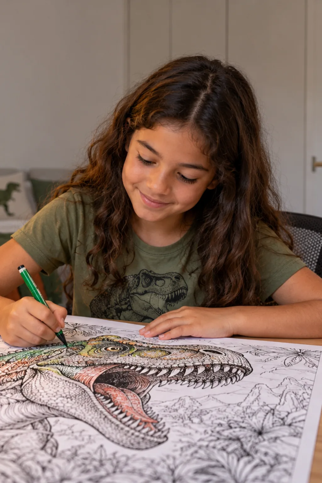 desenhos de dinossauros bravos para colorir — exemplo criado na Desenhos pra Colorir
