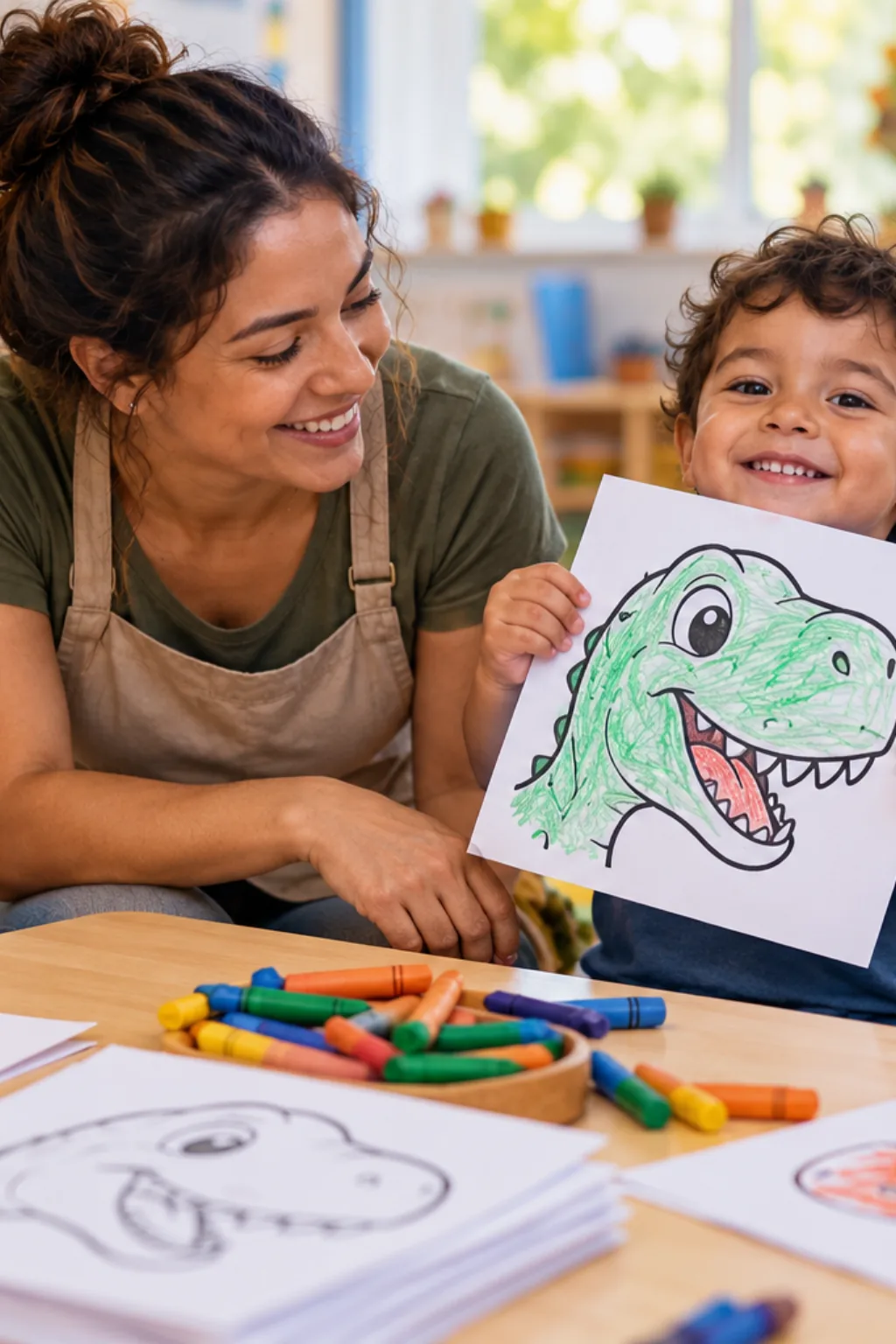 desenhos de cabeças de dinossauros para colorir — exemplo criado na Desenhos pra Colorir