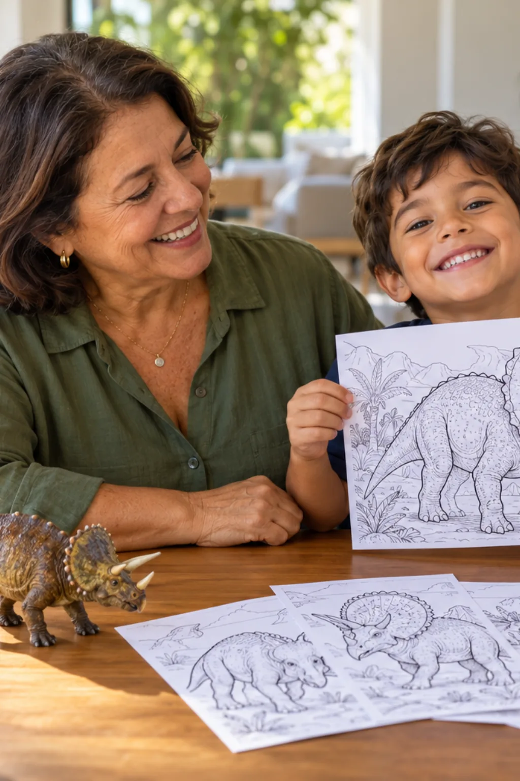 desenhos de dinossauros com chifres para colorir — exemplo criado na Desenhos pra Colorir