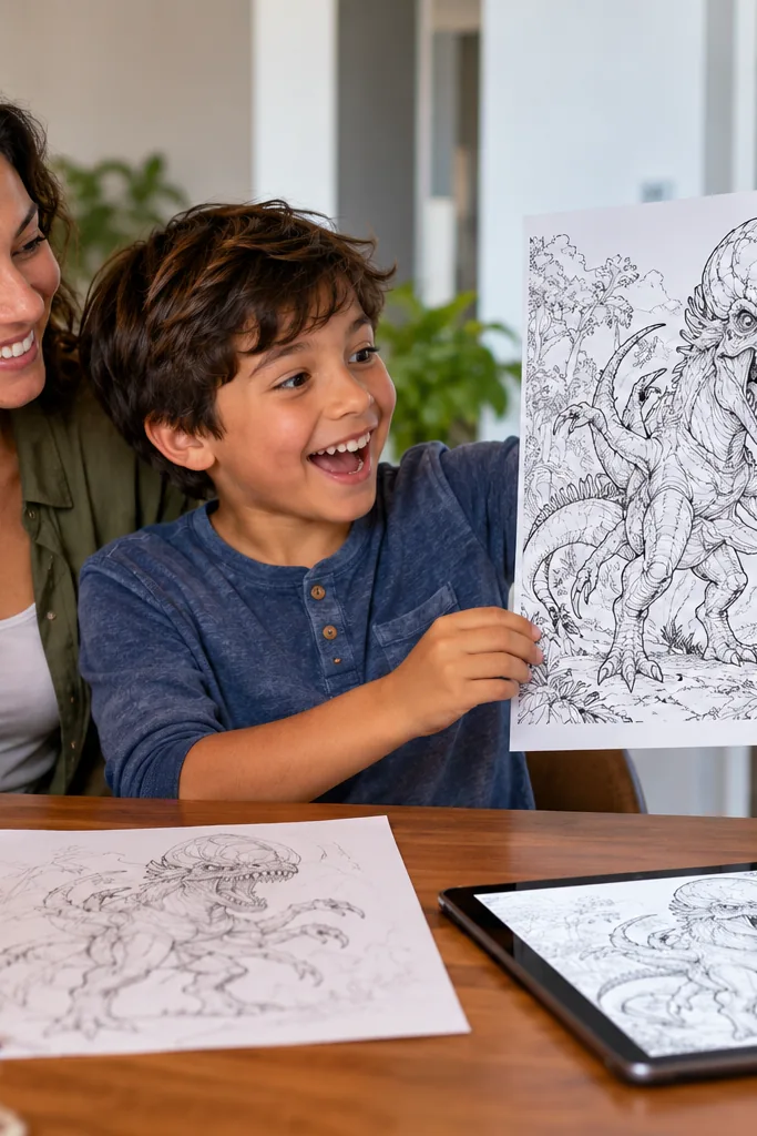 desenho do D-Rex para colorir — exemplo criado na Desenhos pra Colorir