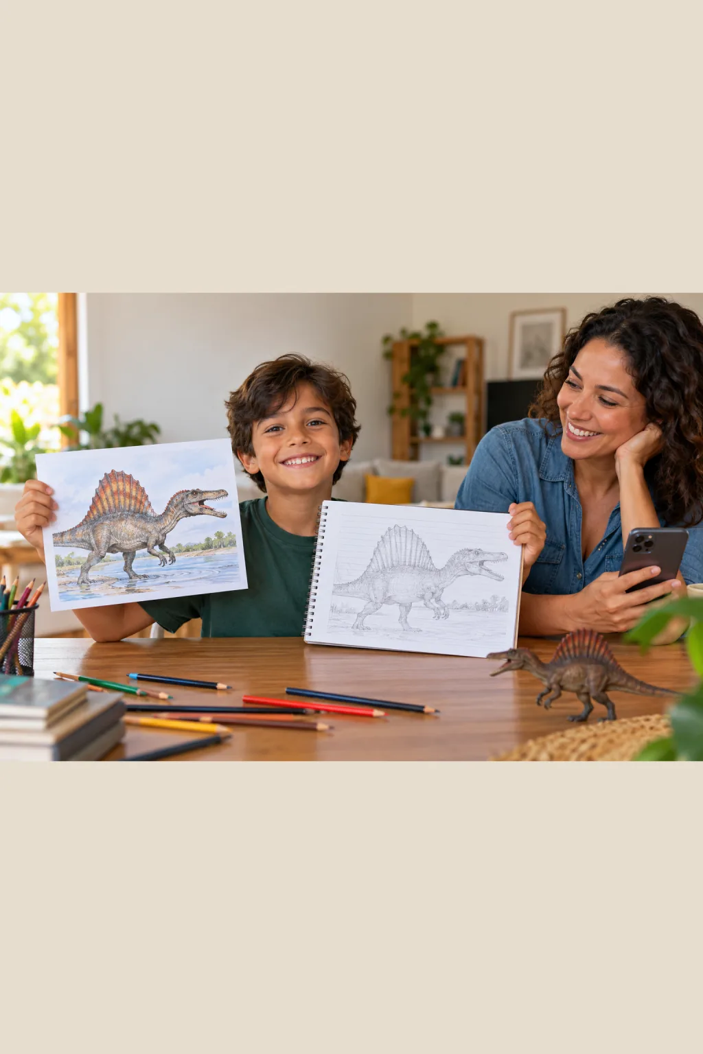 desenho de espinossauro para colorir — exemplo criado na Desenhos pra Colorir