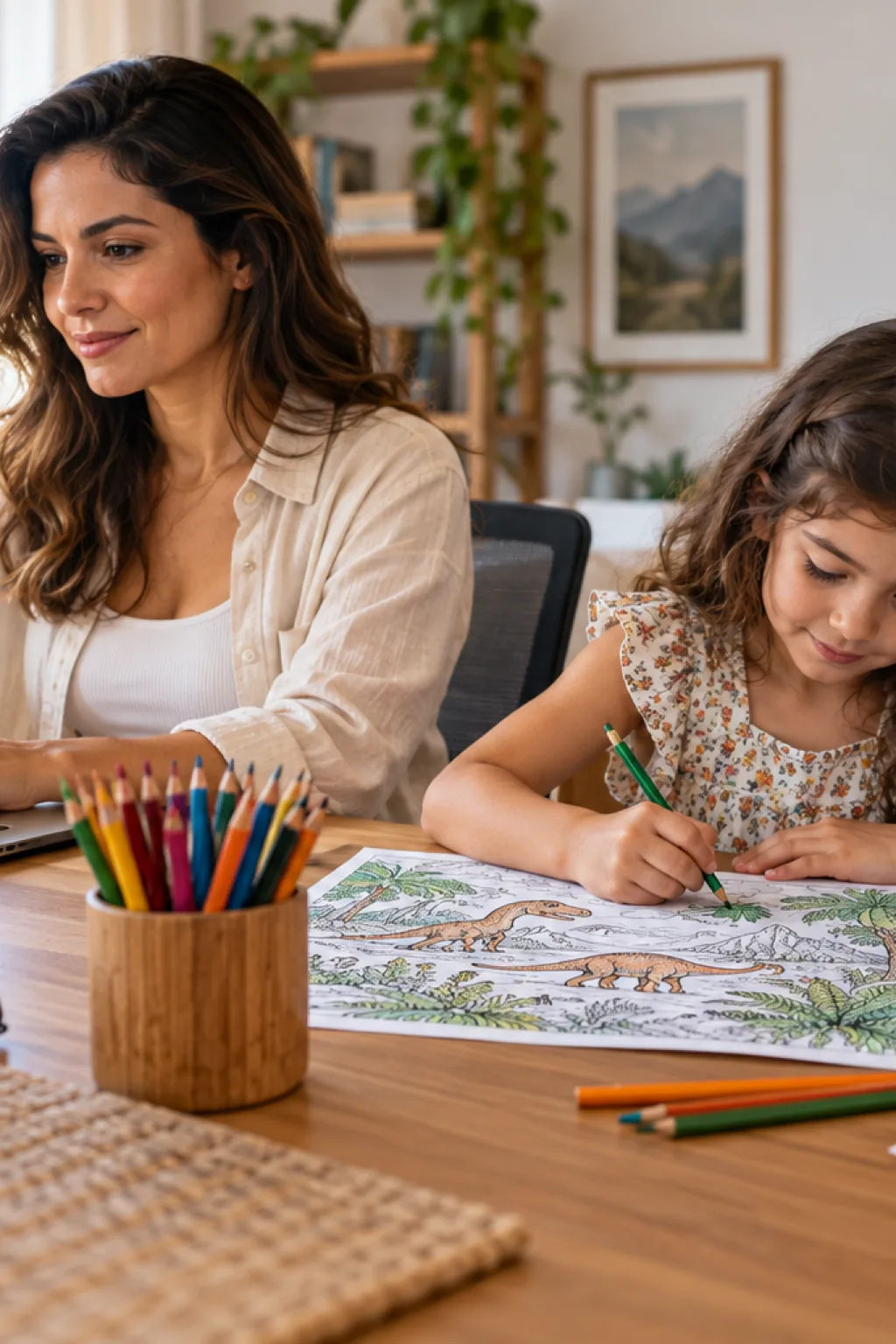 desenhos de dinossauros na floresta para colorir — exemplo criado na Desenhos pra Colorir