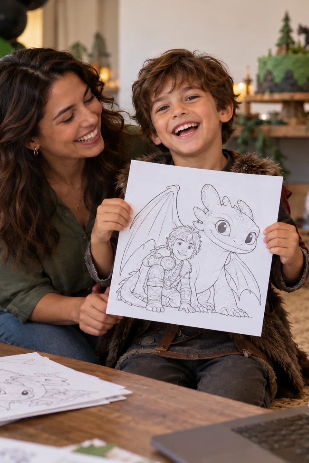 desenhos do Banguela e do Soluço para colorir — exemplo criado na Desenhos pra Colorir