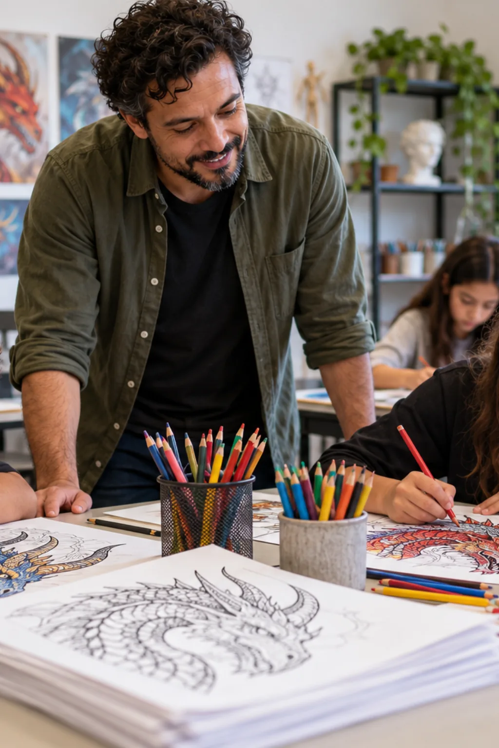 desenhos de cabeças de dragão para colorir — exemplo criado na Desenhos pra Colorir