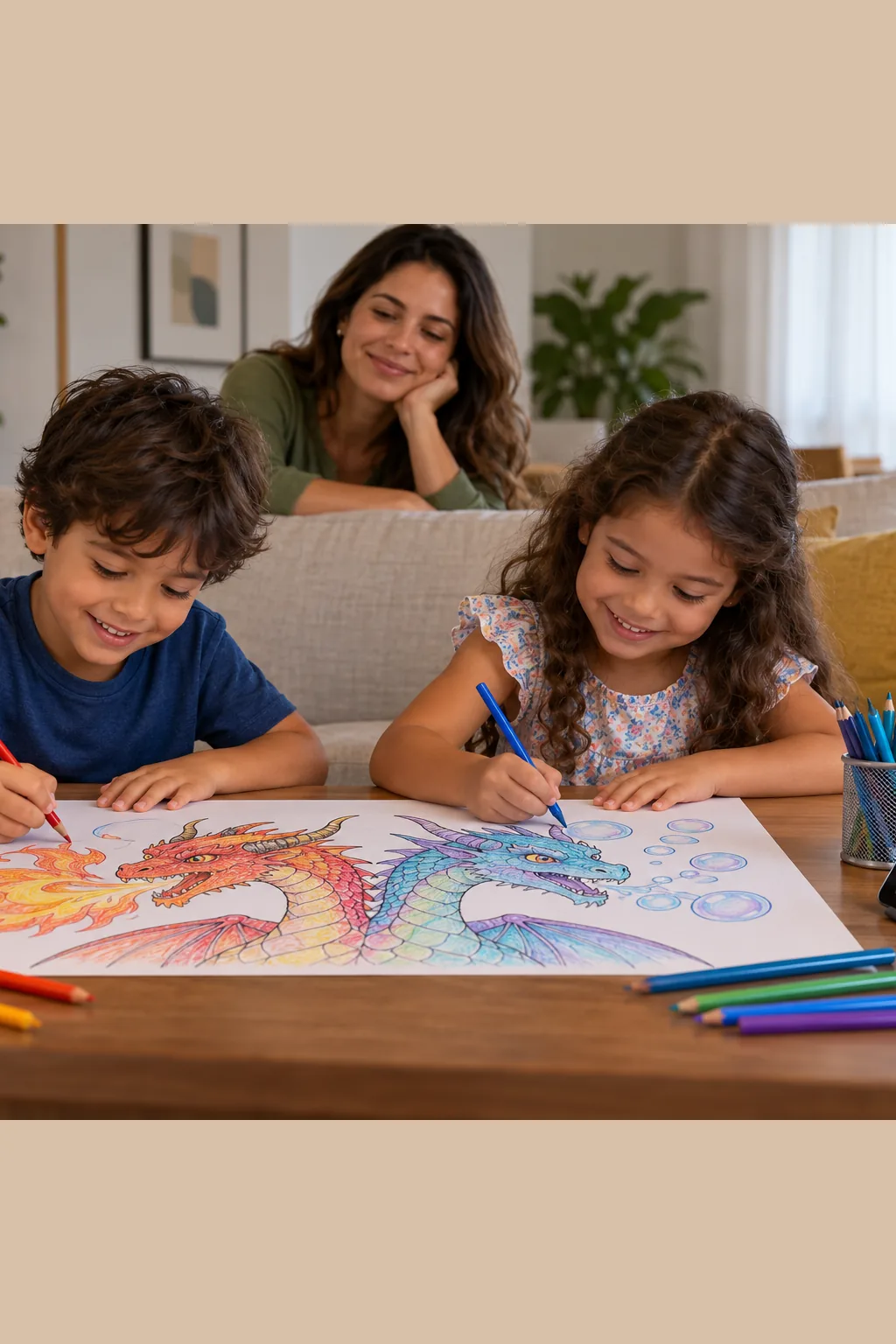 desenhos de dragão de duas cabeças para colorir — exemplo criado na Desenhos pra Colorir