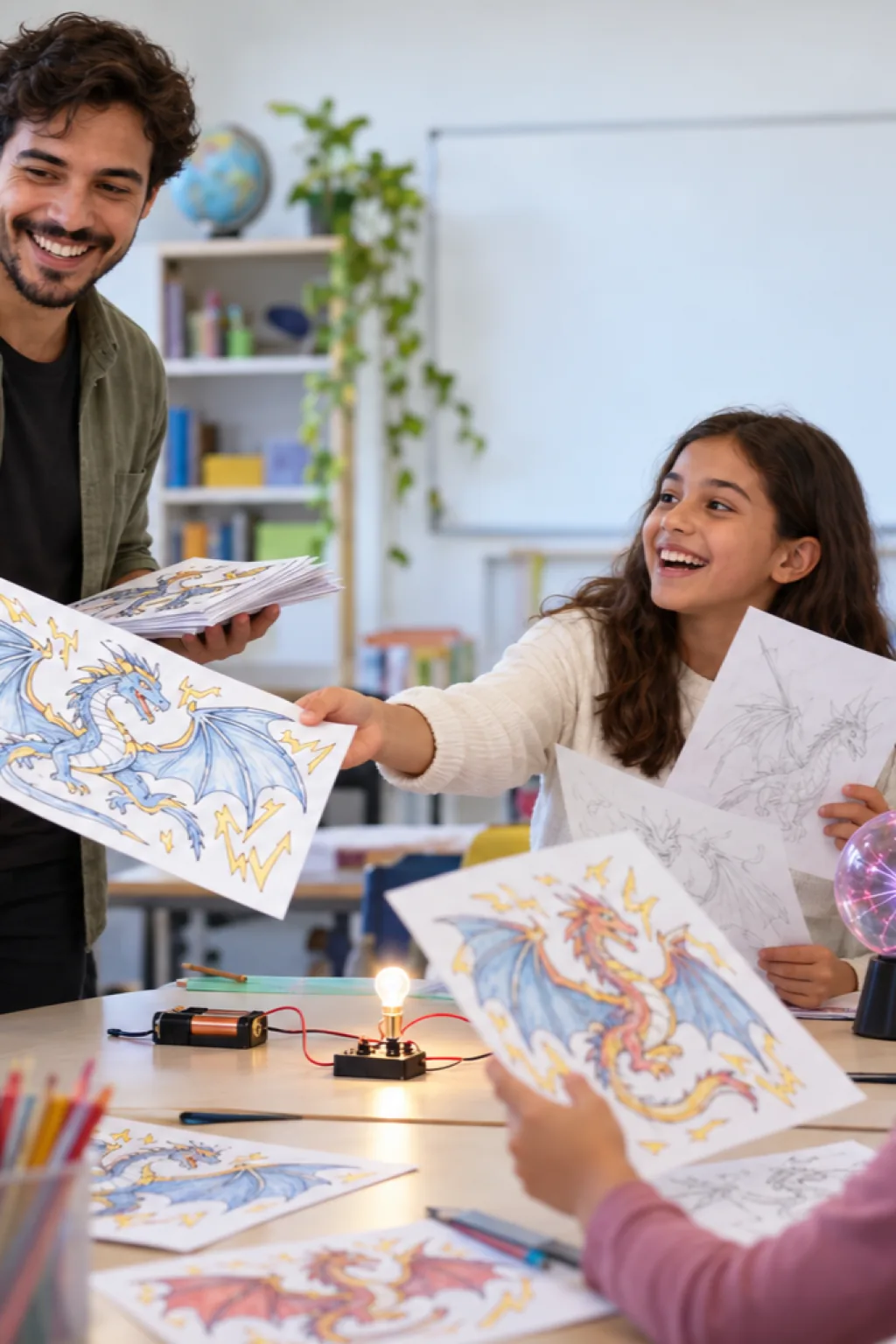 desenhos de dragão elétrico para colorir — exemplo criado na Desenhos pra Colorir