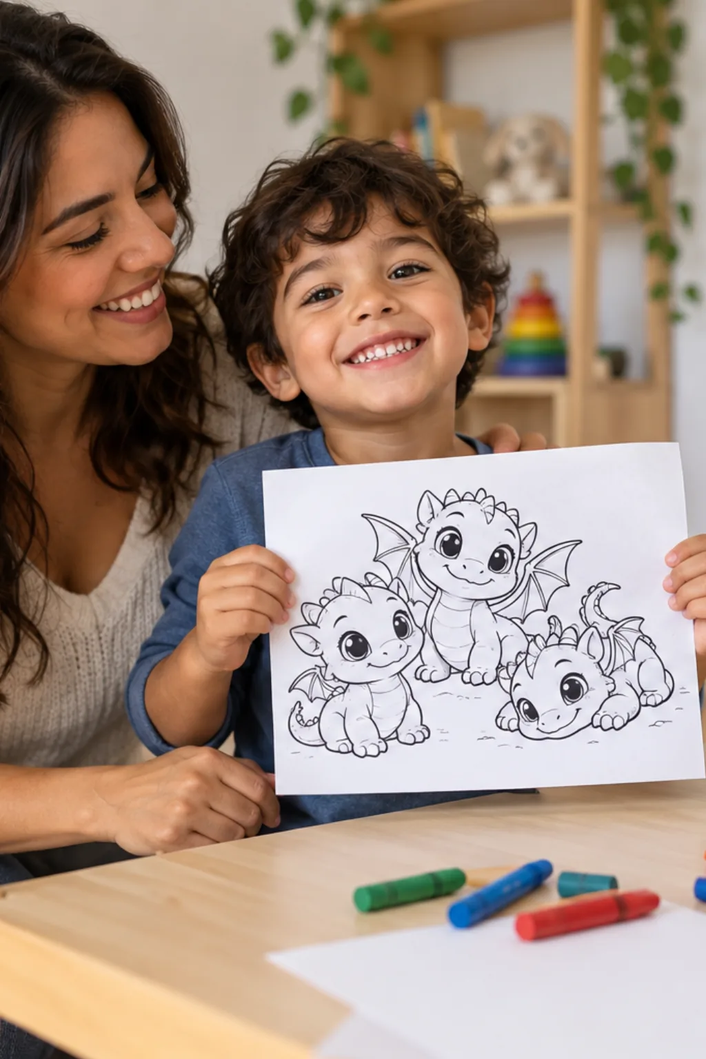 desenhos dos filhotes do Banguela para colorir — exemplo criado na Desenhos pra Colorir