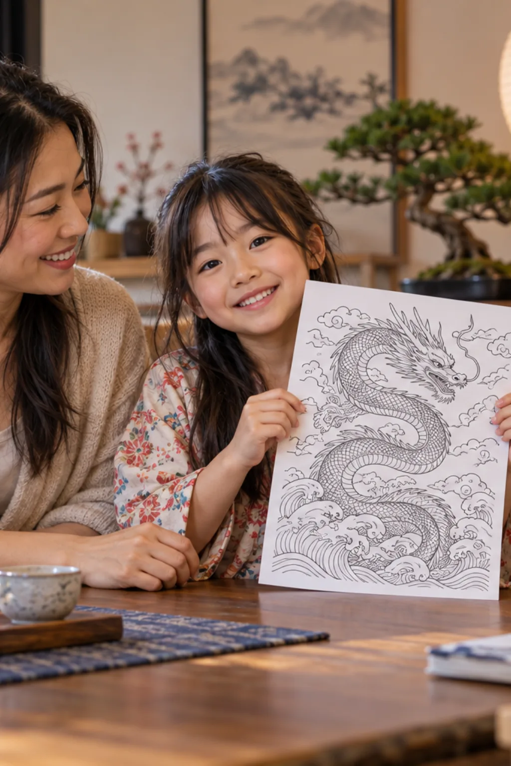 desenhos de dragões japoneses para colorir — exemplo criado na Desenhos pra Colorir