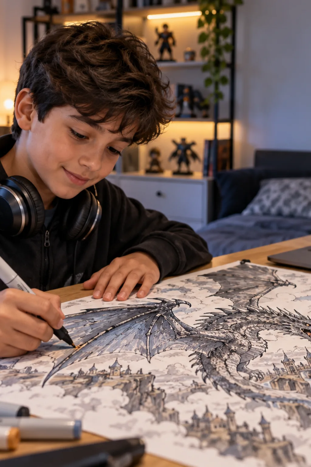 desenhos de Dragões: Os Nove Reinos para colorir — exemplo criado na Desenhos pra Colorir