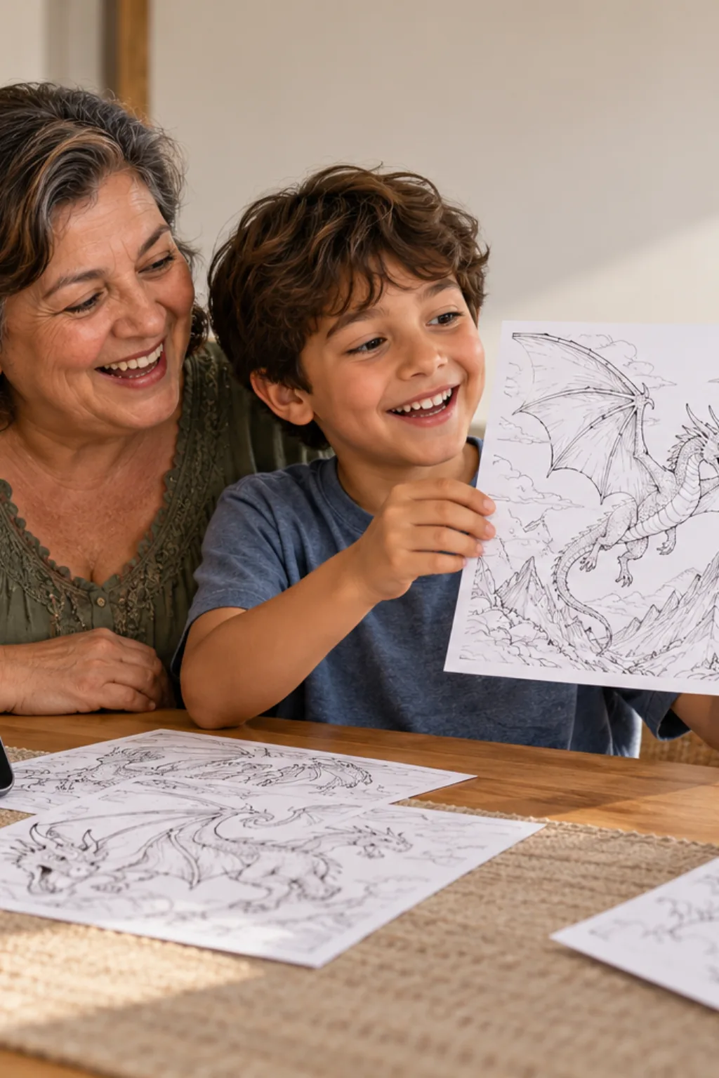 desenhos de dragões voando para colorir — exemplo criado na Desenhos pra Colorir