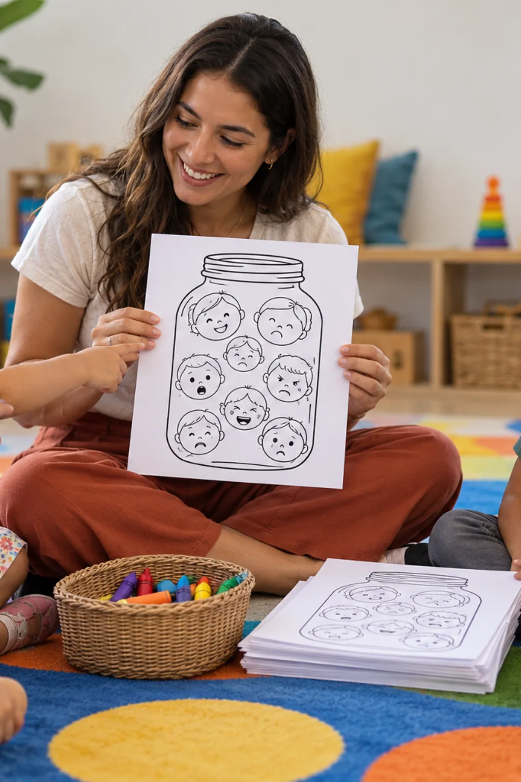 pote das emoções para colorir — exemplo criado na Desenhos pra Colorir