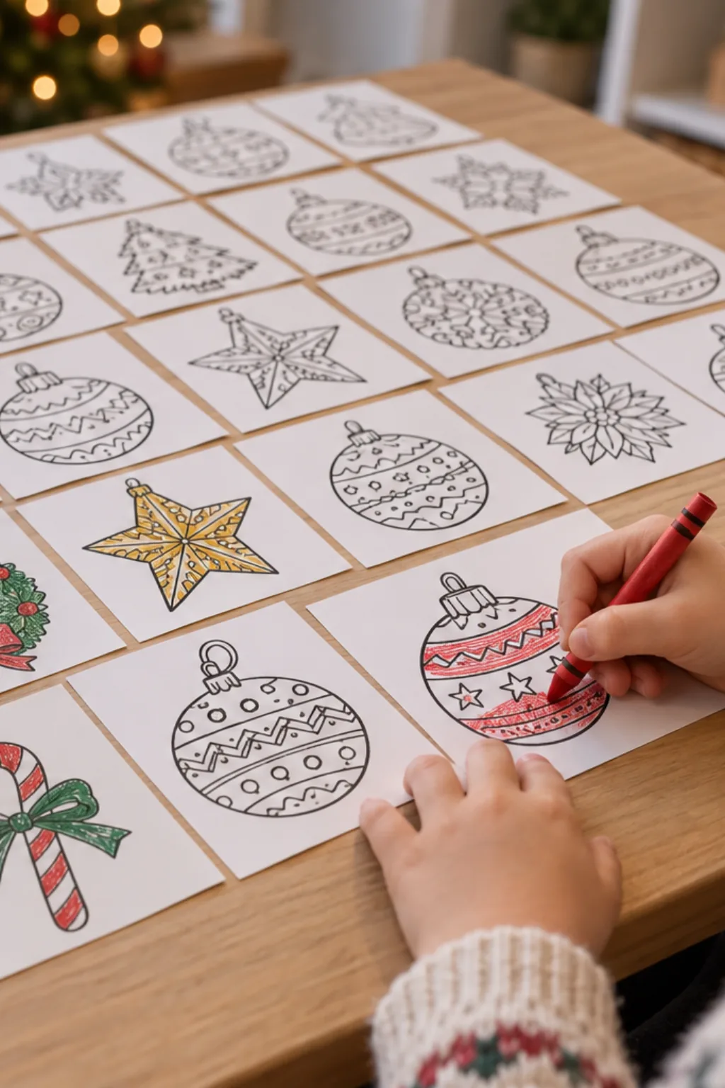 Desenhos de Enfeites de Natal para Colorir - Depois