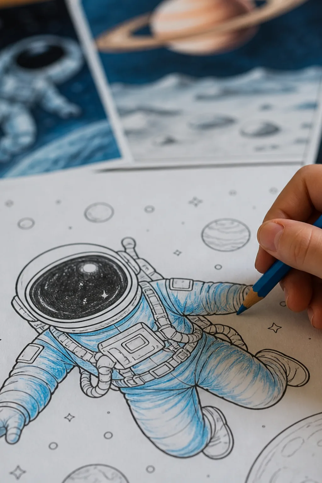 desenhos de astronauta flutuando no espaço para colorir - 2