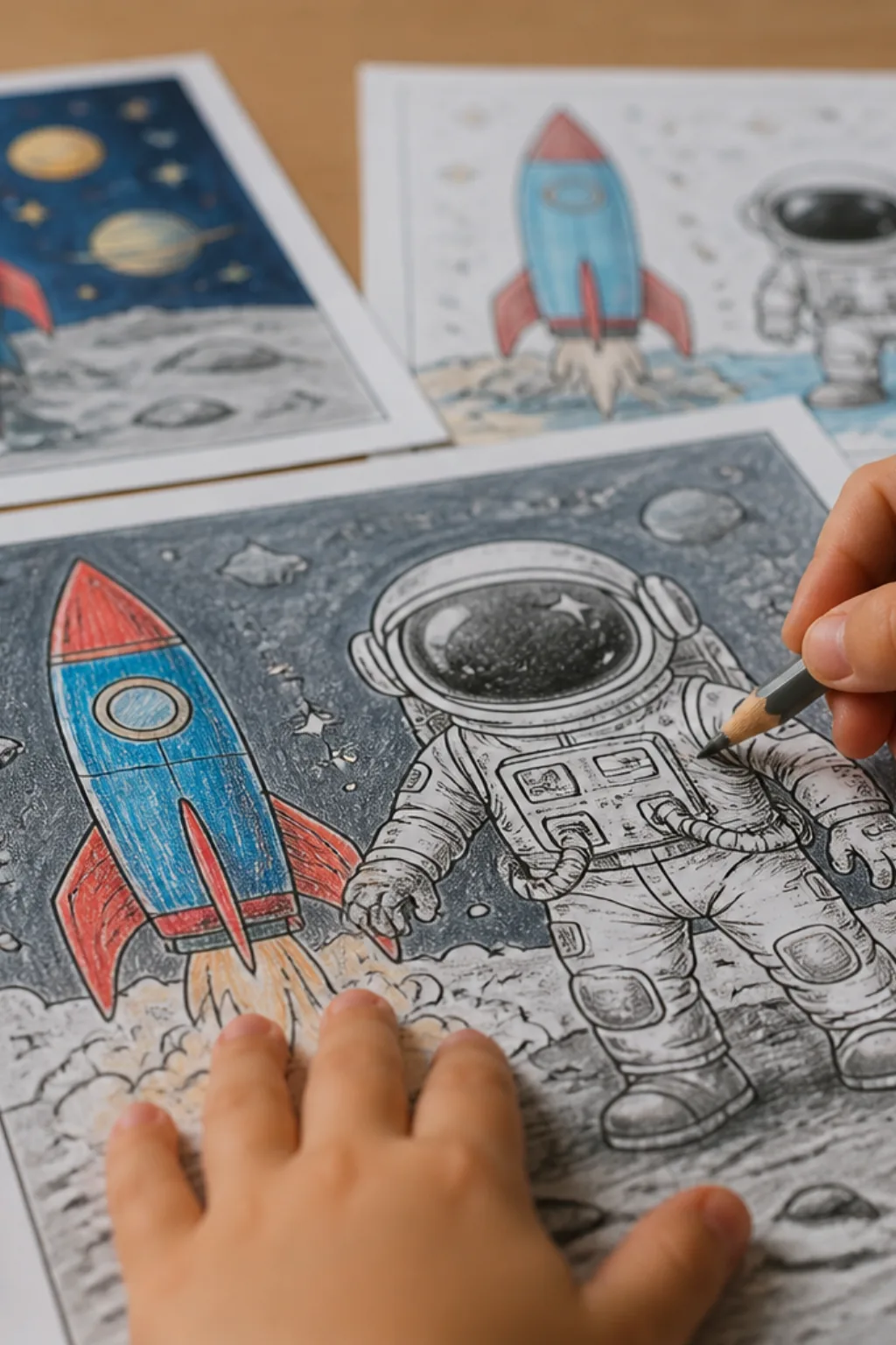 desenhos de astronauta e foguete para colorir - 2