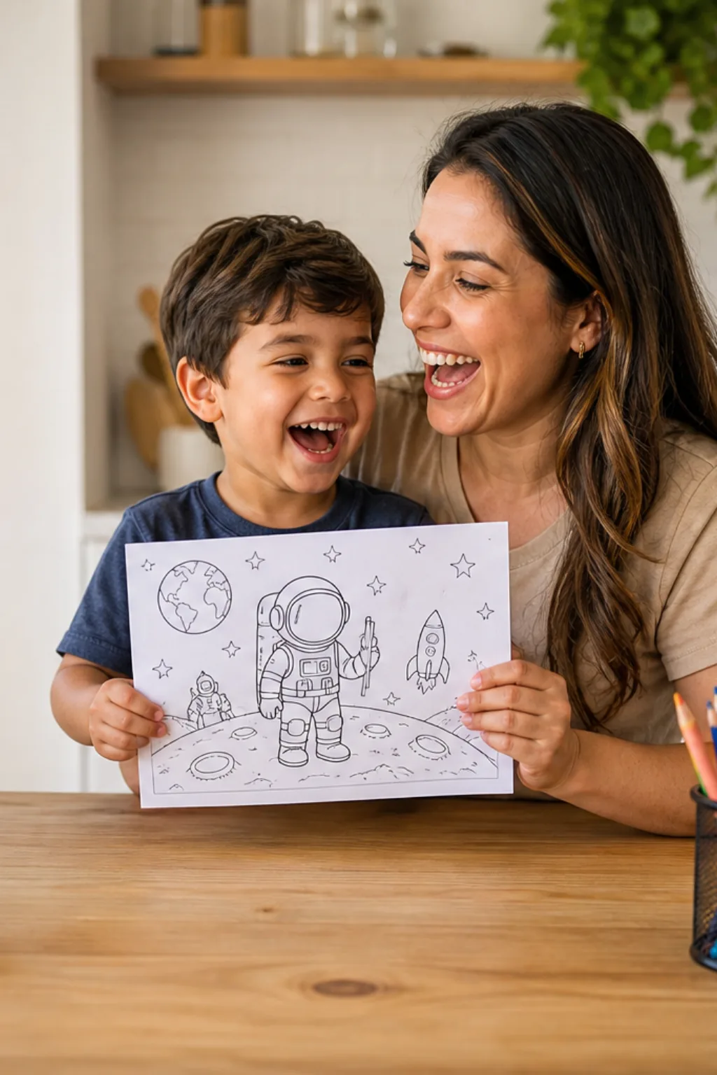 desenhos de astronauta na lua para colorir — exemplo criado na Desenhos pra Colorir