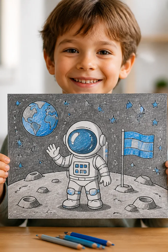 desenhos de astronauta na lua para colorir - 2