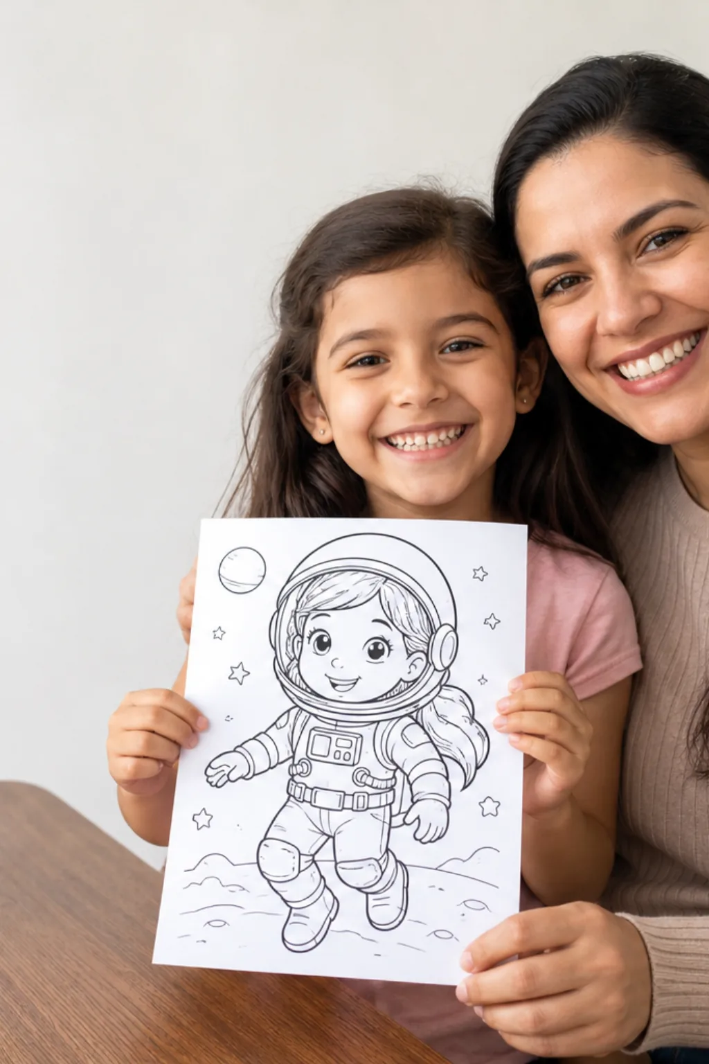 desenhos de astronauta menina para colorir — exemplo criado na Desenhos pra Colorir
