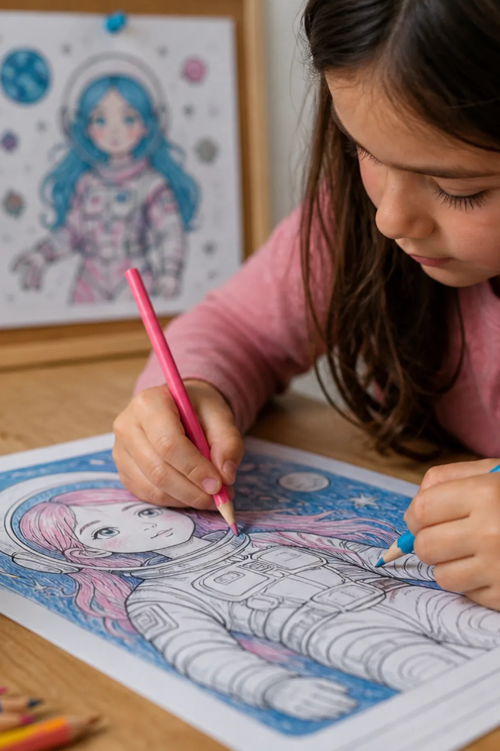 desenhos de astronauta menina para colorir - 2