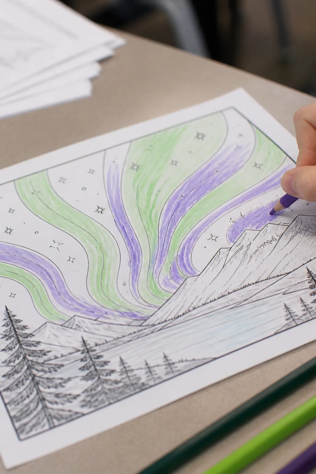 desenhos da aurora boreal para colorir - 2