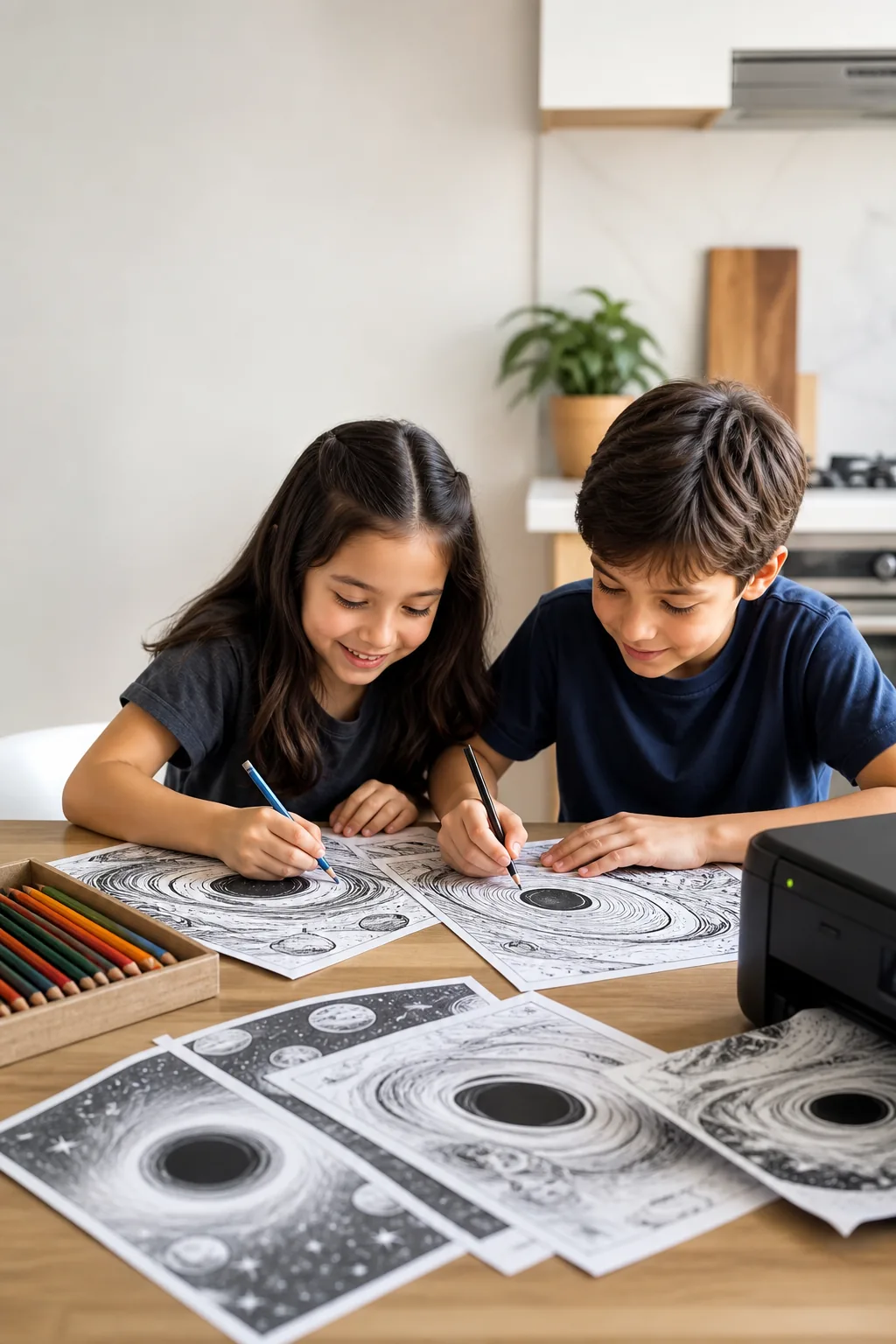 desenhos de buracos negros para colorir — exemplo criado na Desenhos pra Colorir