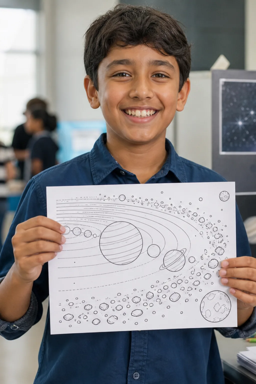 desenhos do cinturão de Kuiper para colorir — exemplo criado na Desenhos pra Colorir