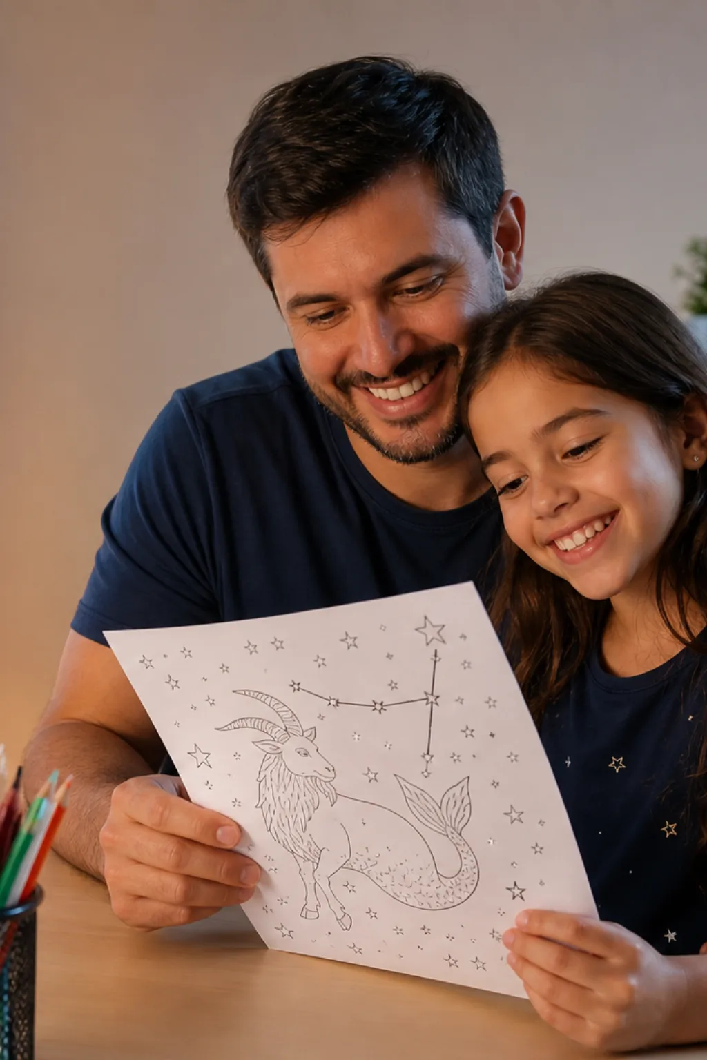 desenhos da constelação de capricórnio para colorir — exemplo criado na Desenhos pra Colorir