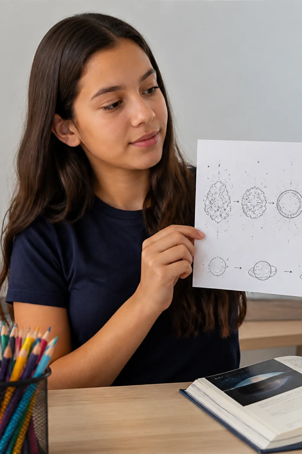 desenhos da evolução estelar para colorir — exemplo criado na Desenhos pra Colorir
