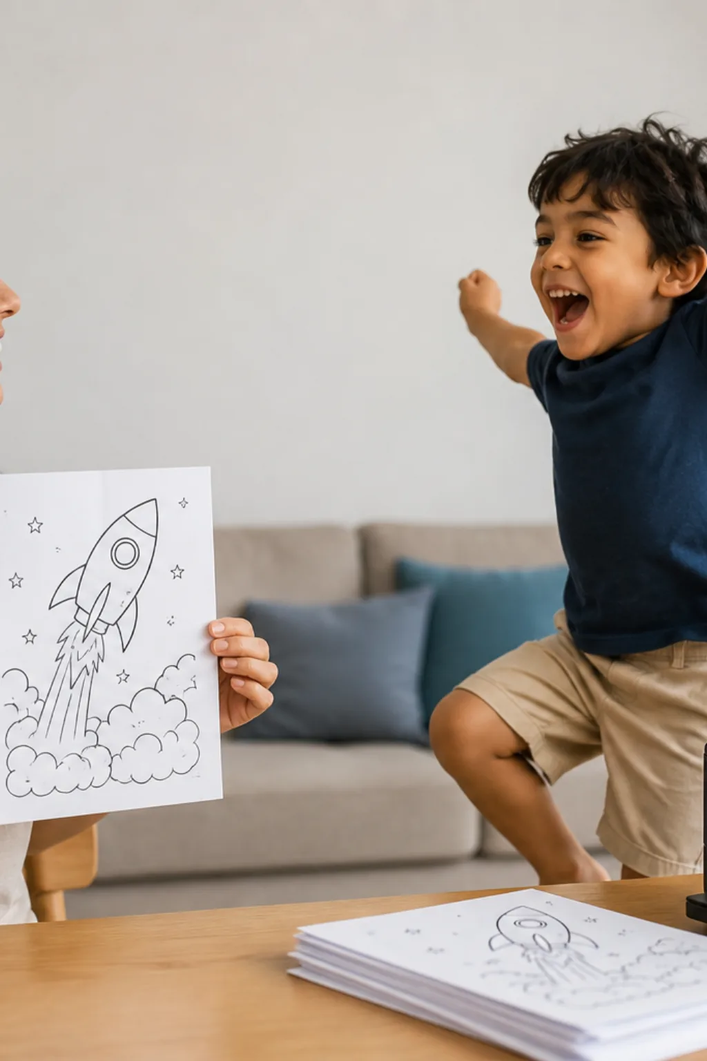 desenhos de foguete decolando para colorir — exemplo criado na Desenhos pra Colorir