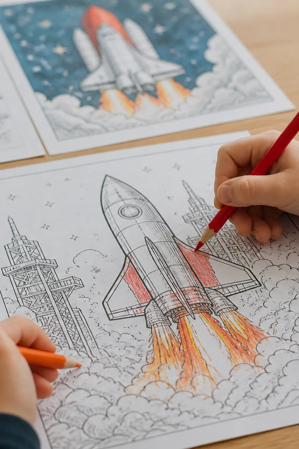 desenhos de foguete decolando para colorir - 2