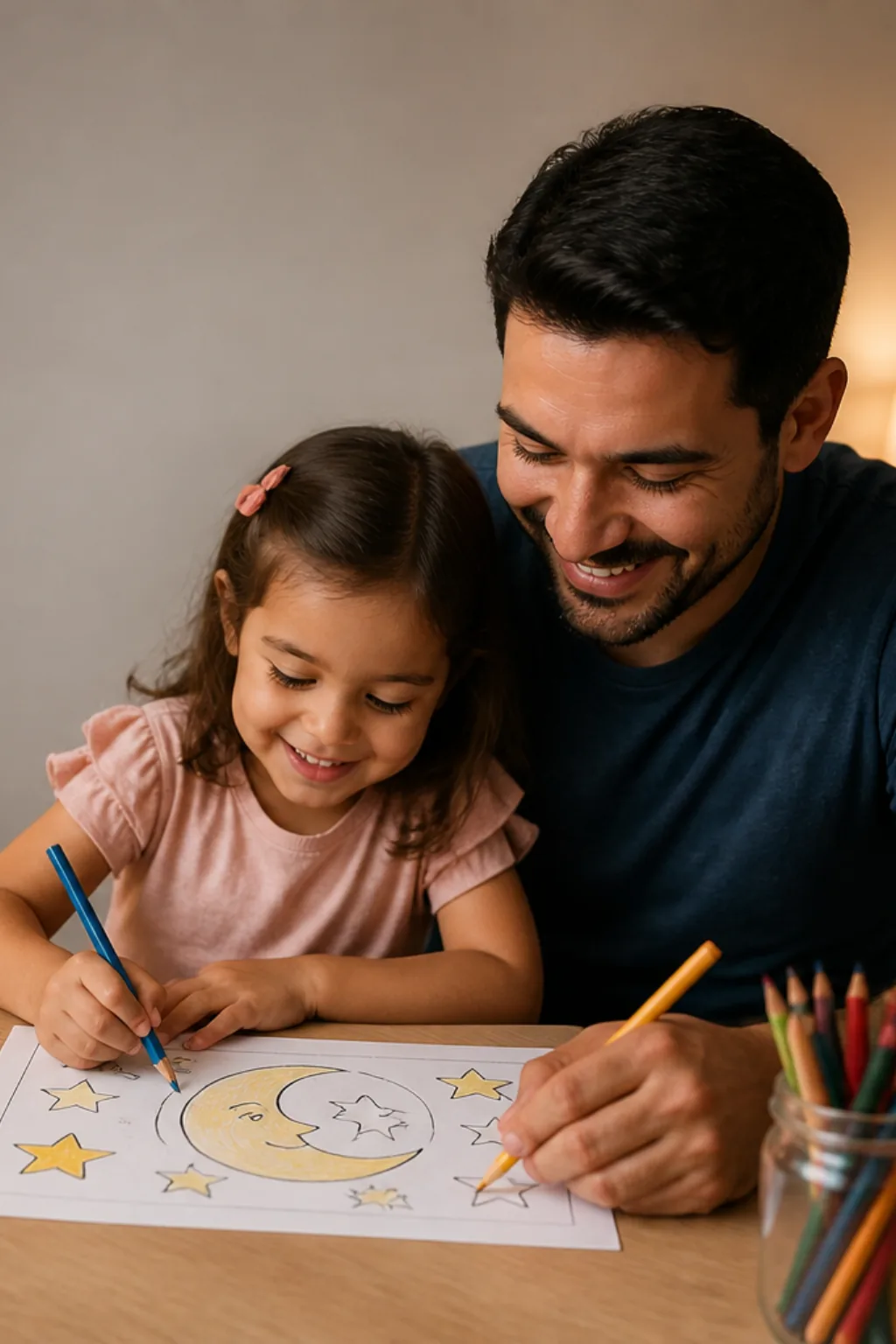 desenhos da lua e da estrela para colorir — exemplo criado na Desenhos pra Colorir