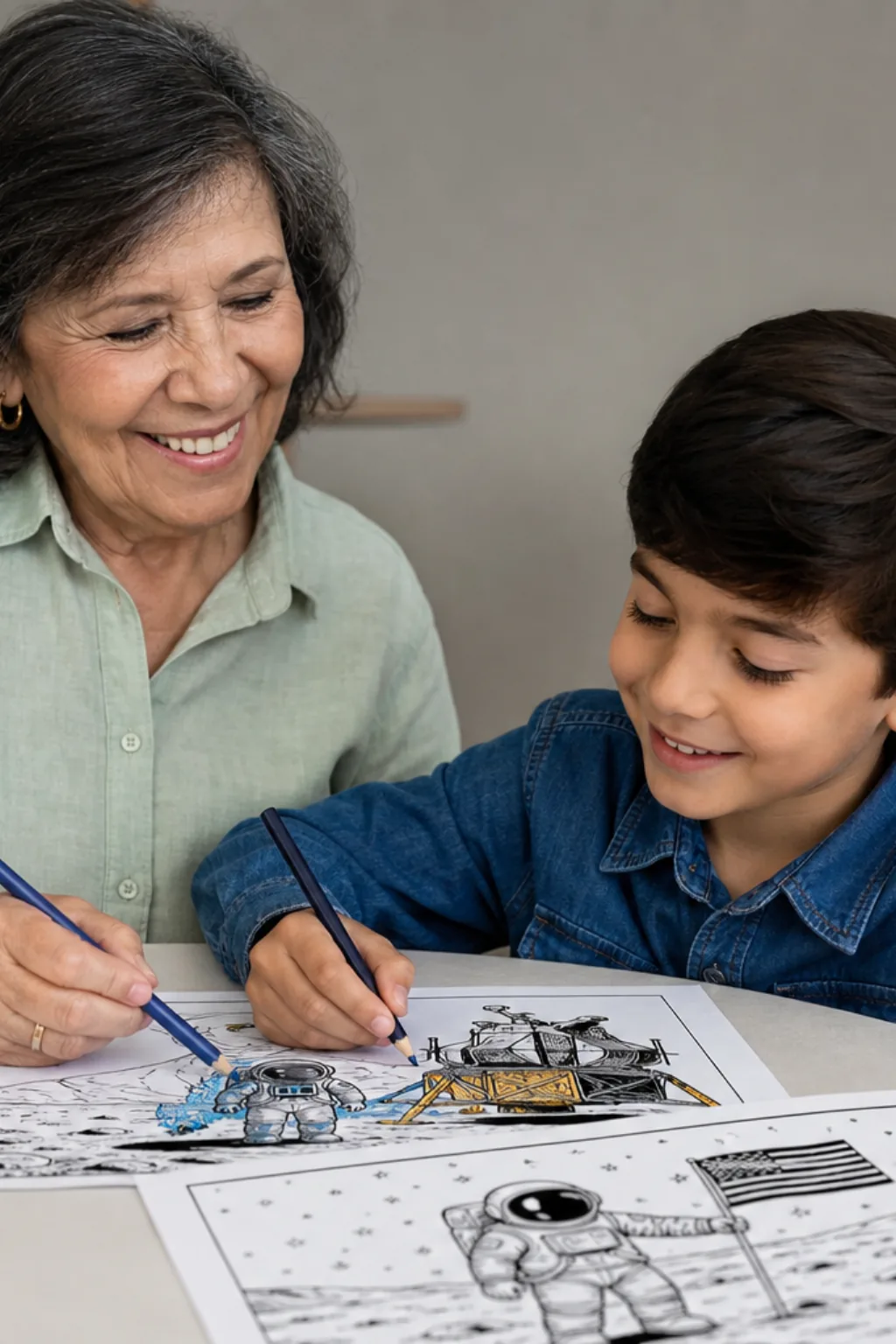 desenhos da missão Apollo 11 para colorir — exemplo criado na Desenhos pra Colorir