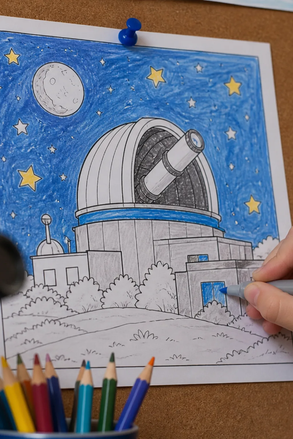 desenhos de observatório astronômico para colorir - 2