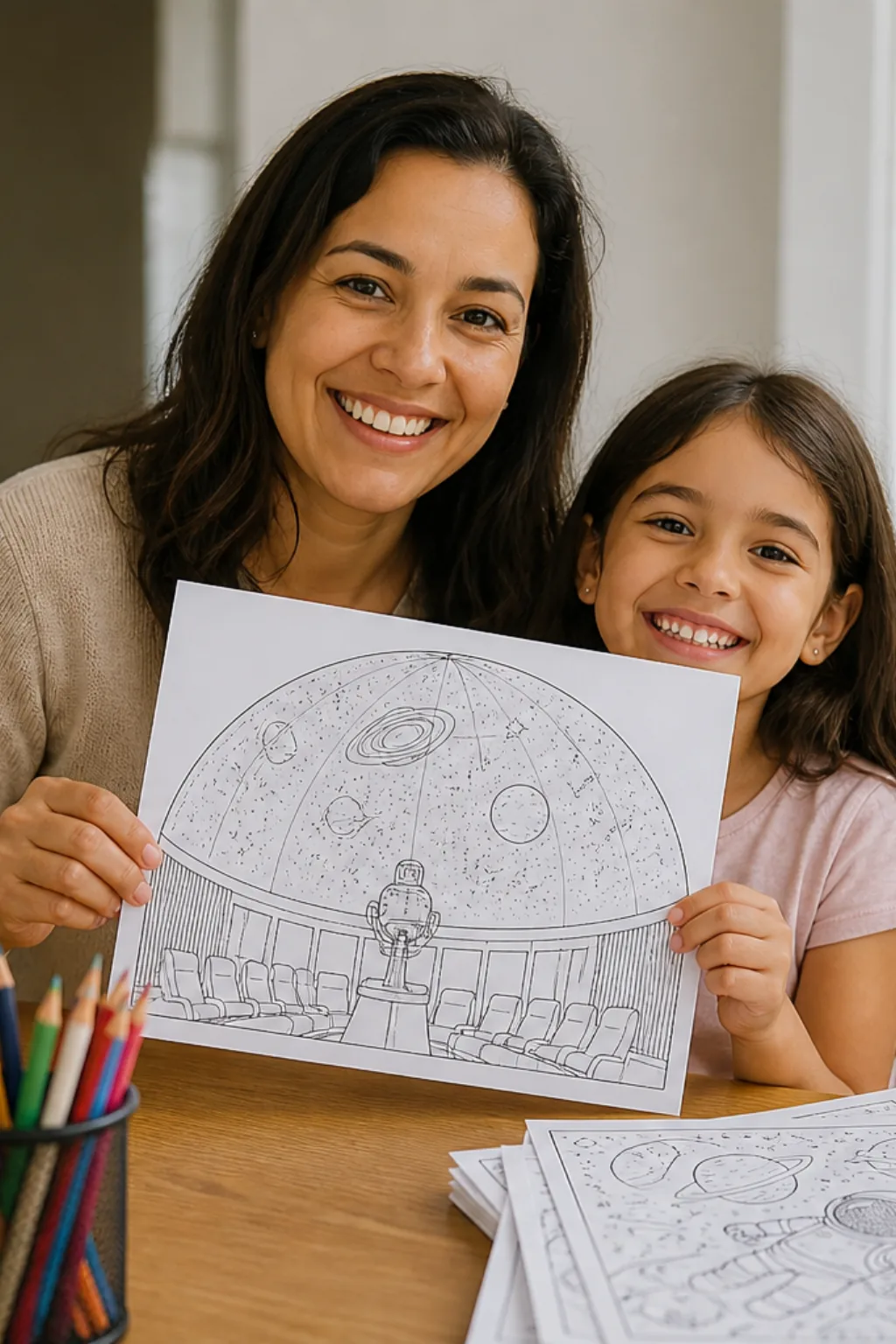 desenhos de planetário para colorir — exemplo criado na Desenhos pra Colorir