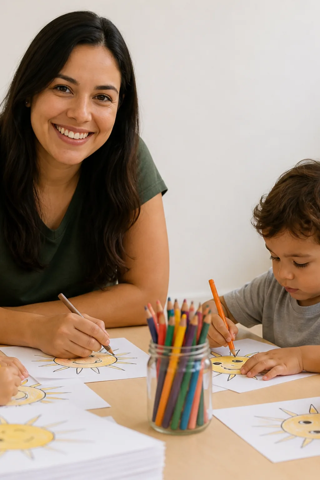 desenhos de sol fofo para colorir — exemplo criado na Desenhos pra Colorir
