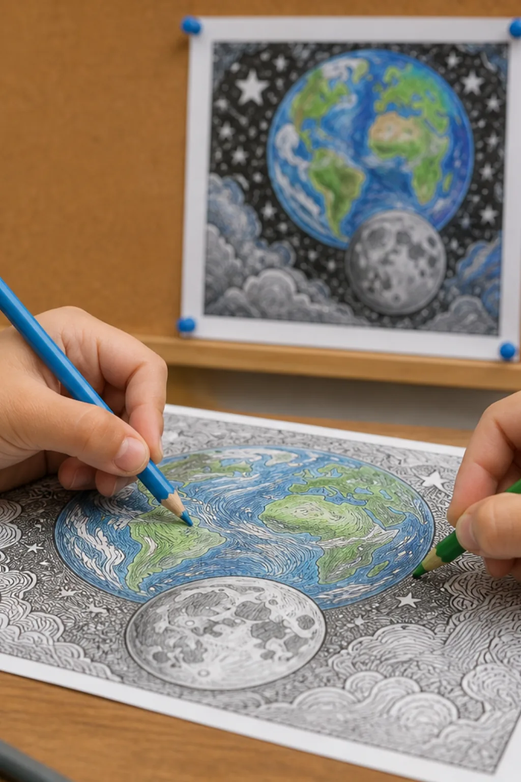 desenhos da terra e da lua para colorir - 2