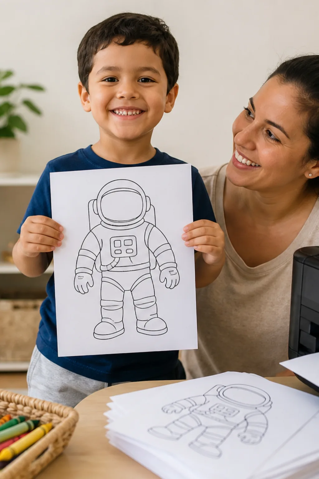 desenhos de traje espacial para colorir — exemplo criado na Desenhos pra Colorir