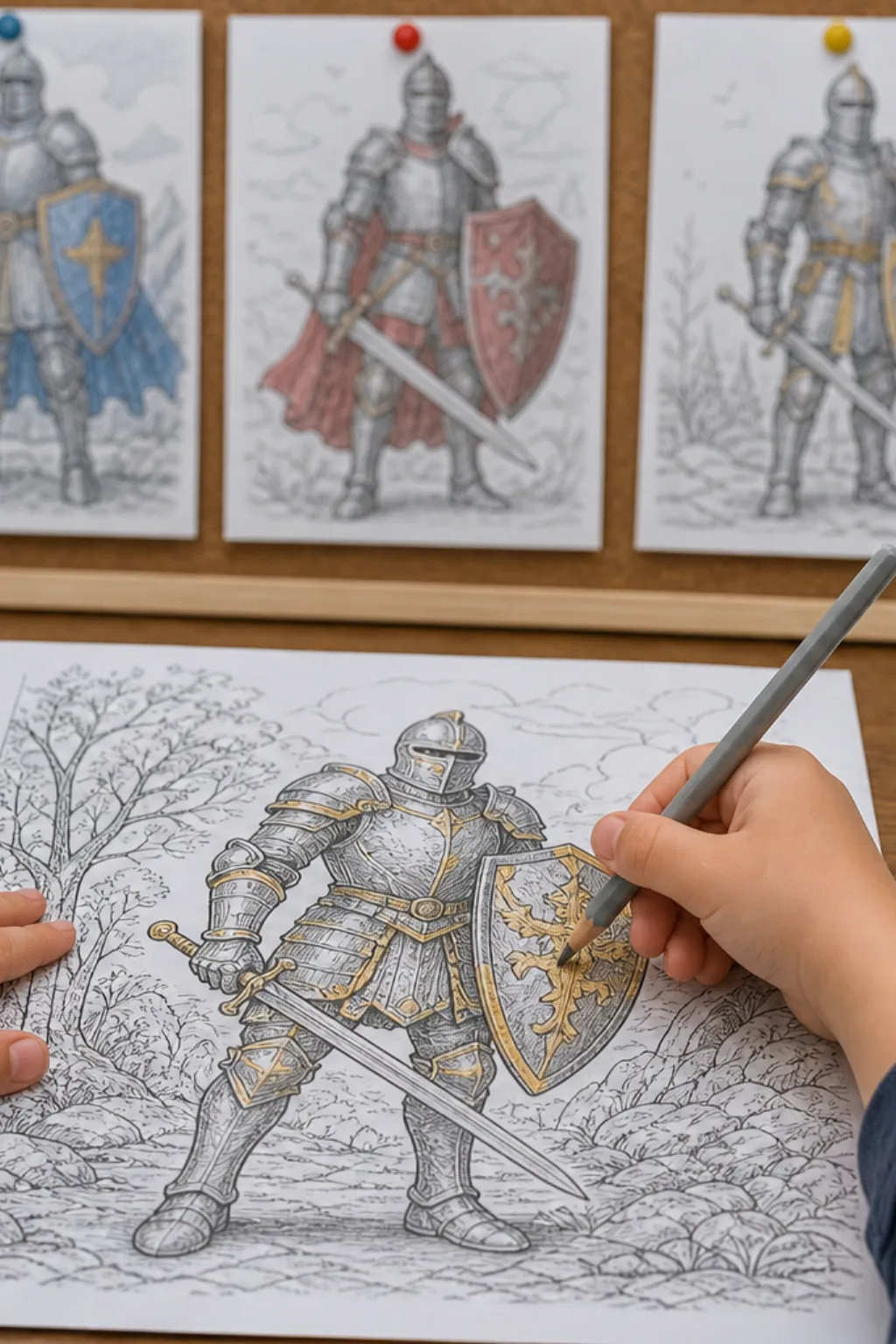 desenhos de cavaleiro medieval para colorir - 2