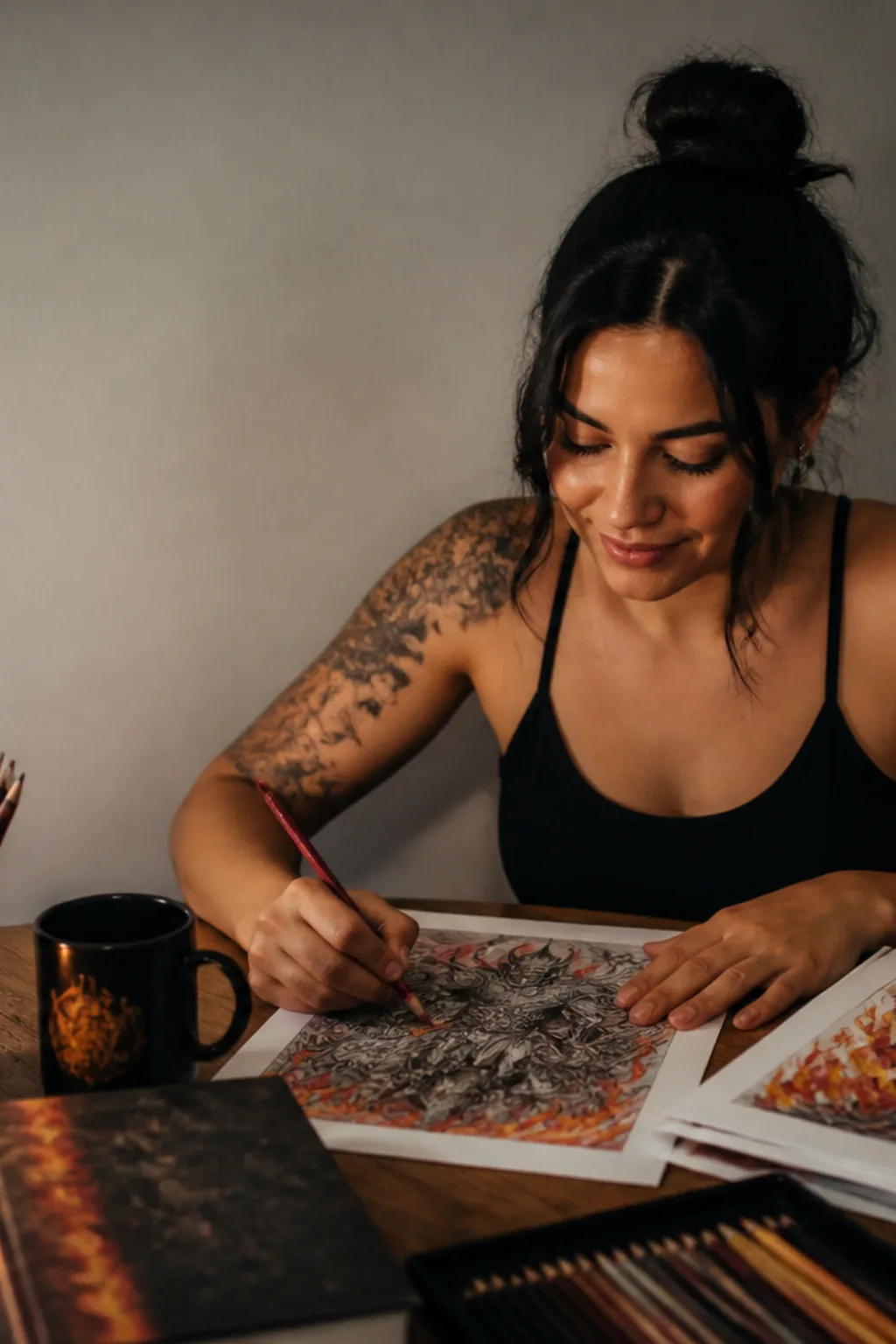 livro de desenhos da série De Sangue e Cinzas para colorir — exemplo criado na Desenhos pra Colorir