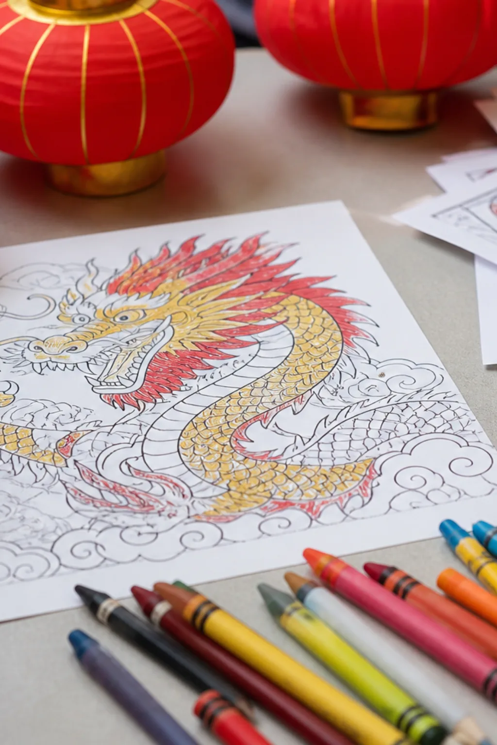 desenhos de dragão chinês para colorir - 2