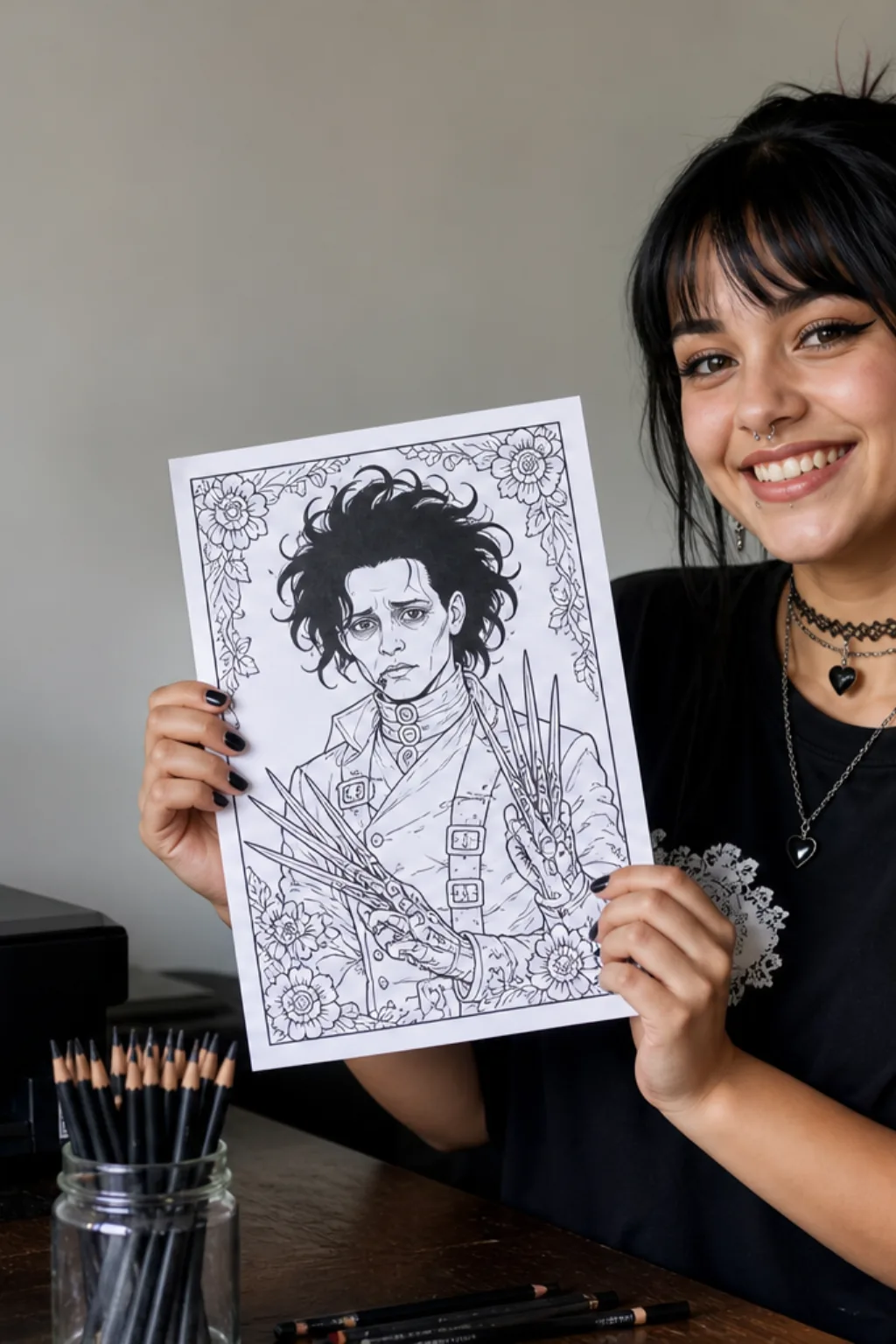 desenhos do Edward Mãos de Tesoura para colorir — exemplo criado na Desenhos pra Colorir