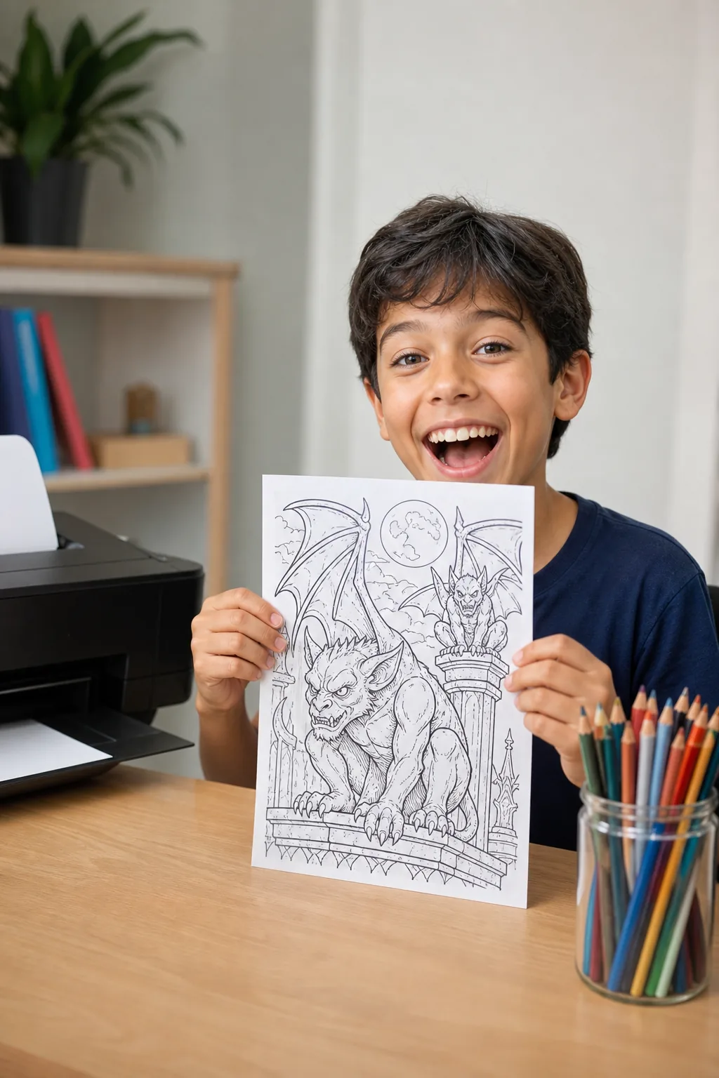 desenhos de gárgulas para colorir — exemplo criado na Desenhos pra Colorir