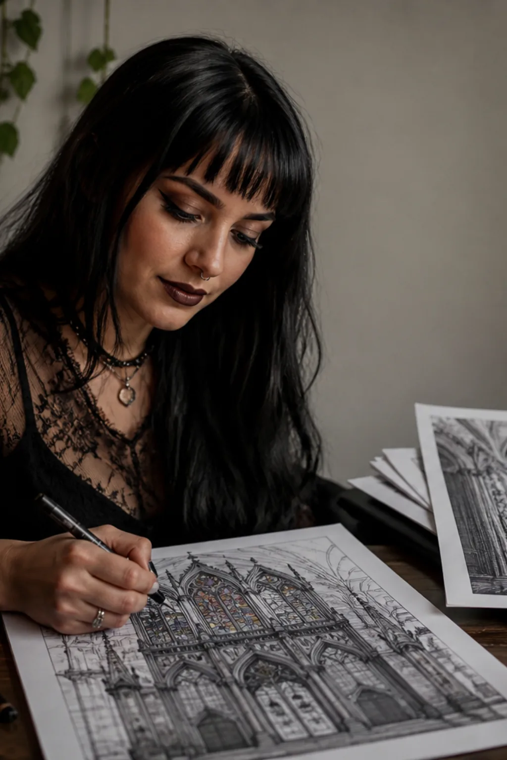 desenhos de fantasia gótica para colorir — exemplo criado na Desenhos pra Colorir