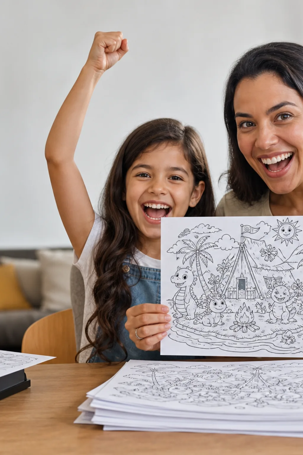 desenhos da Ilha do Acampamento para colorir — exemplo criado na Desenhos pra Colorir