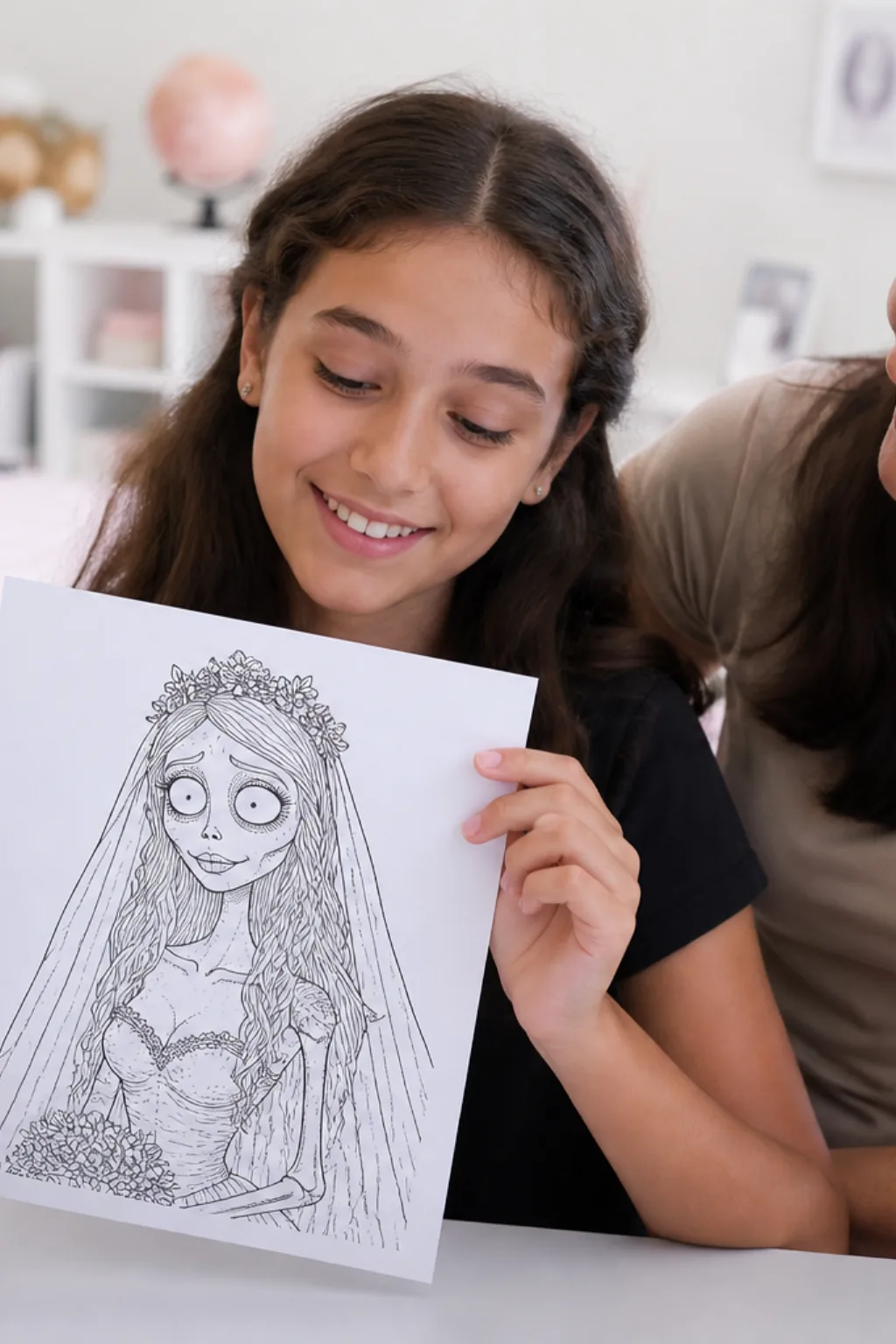 desenhos do filme A Noiva Cadáver para colorir — exemplo criado na Desenhos pra Colorir