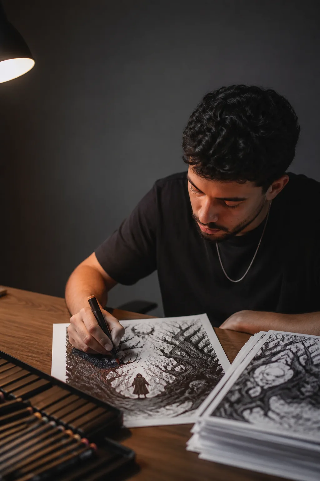 desenhos de fantasia sombria para colorir — exemplo criado na Desenhos pra Colorir