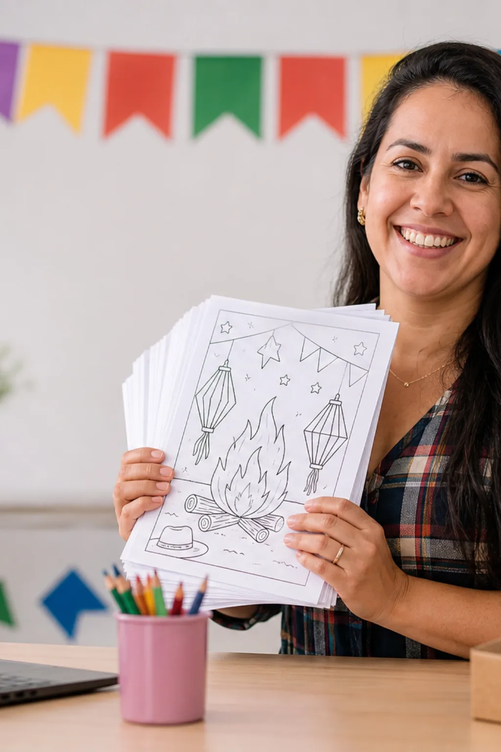 atividades de festa junina para colorir — exemplo criado na Desenhos pra Colorir