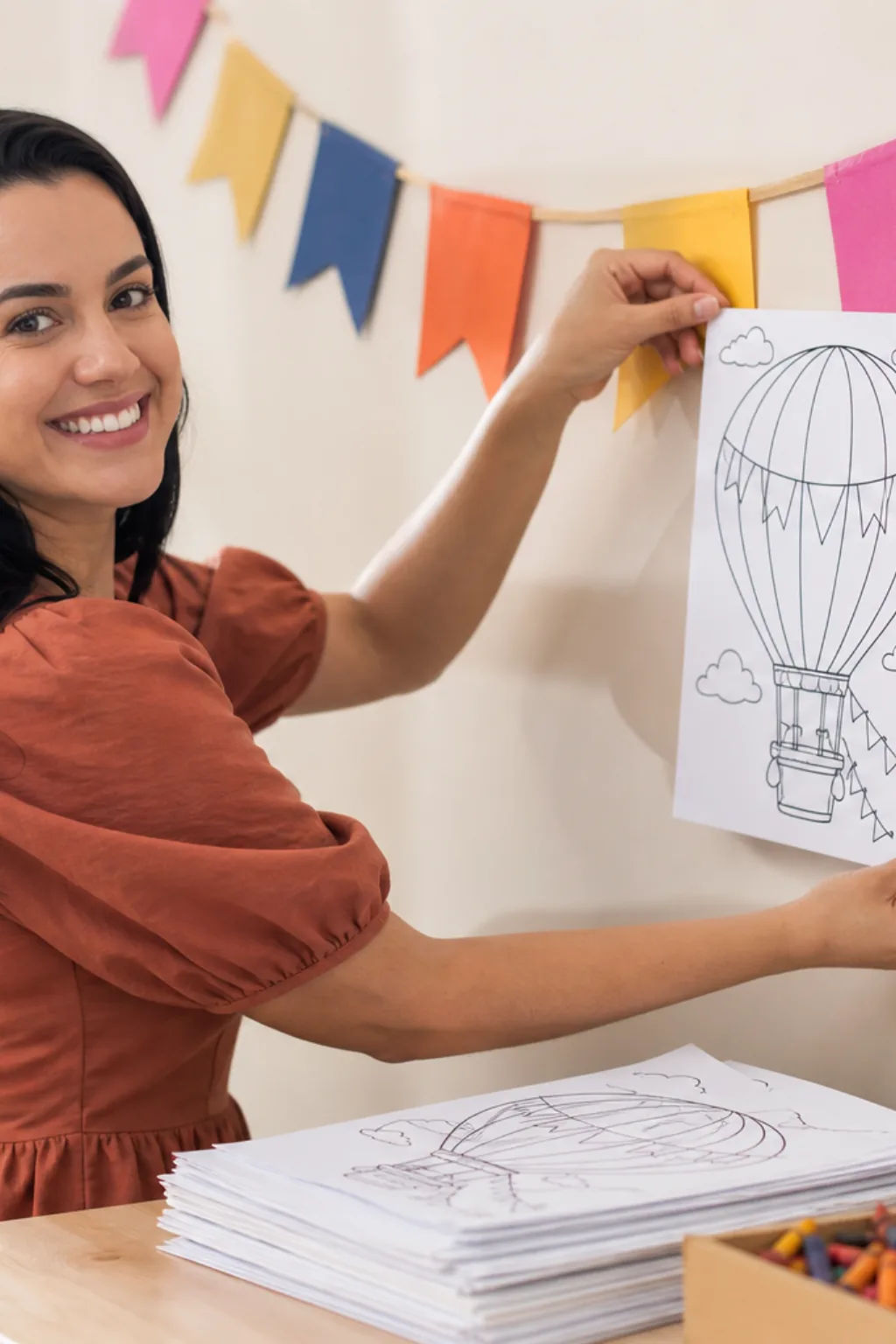 desenhos de balão junino para colorir - 1