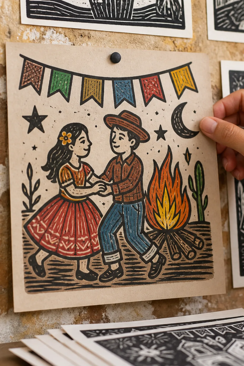 desenhos de festa junina em estilo cordel para colorir - 2